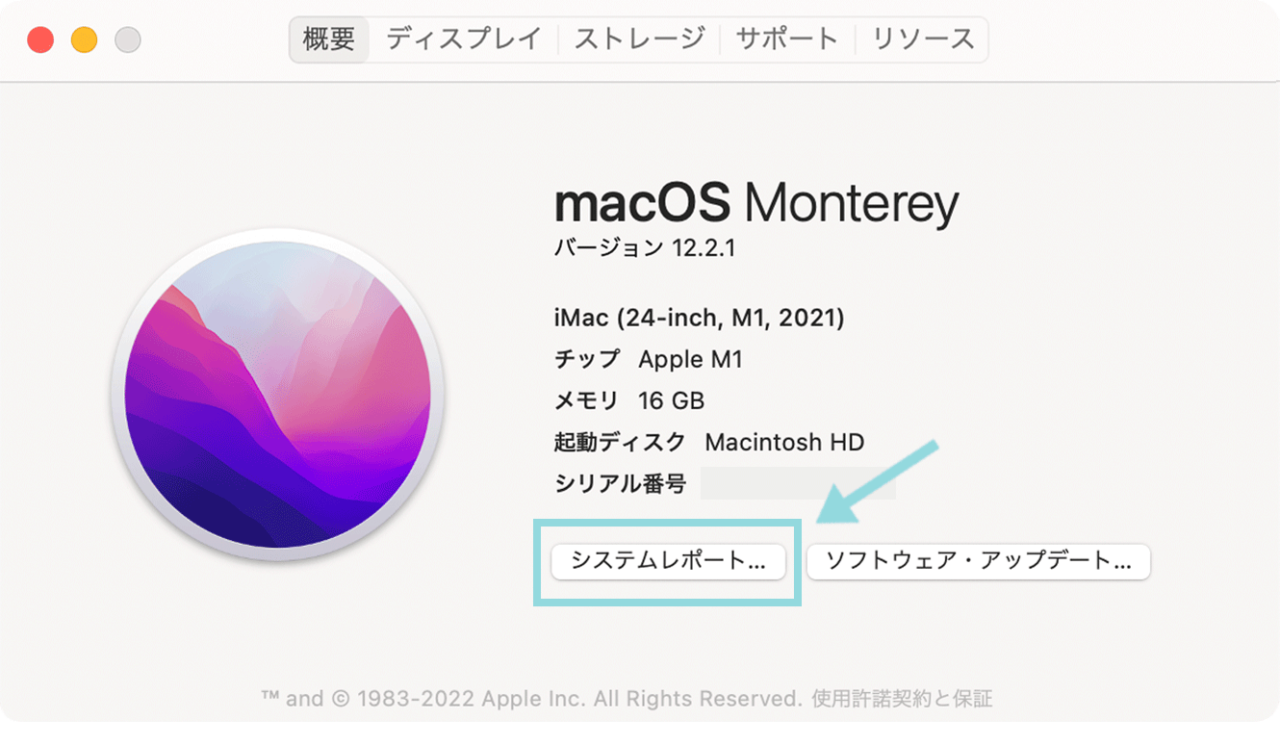 「このMacについて」の画面